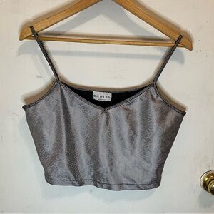 Vintage 90’s Chriel Silver Black Metallic Groovy Cropped Tank Top Blouse